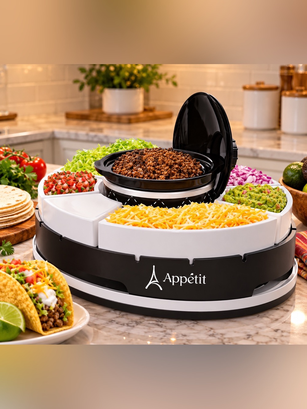 Black & White Taco Serving Organizer